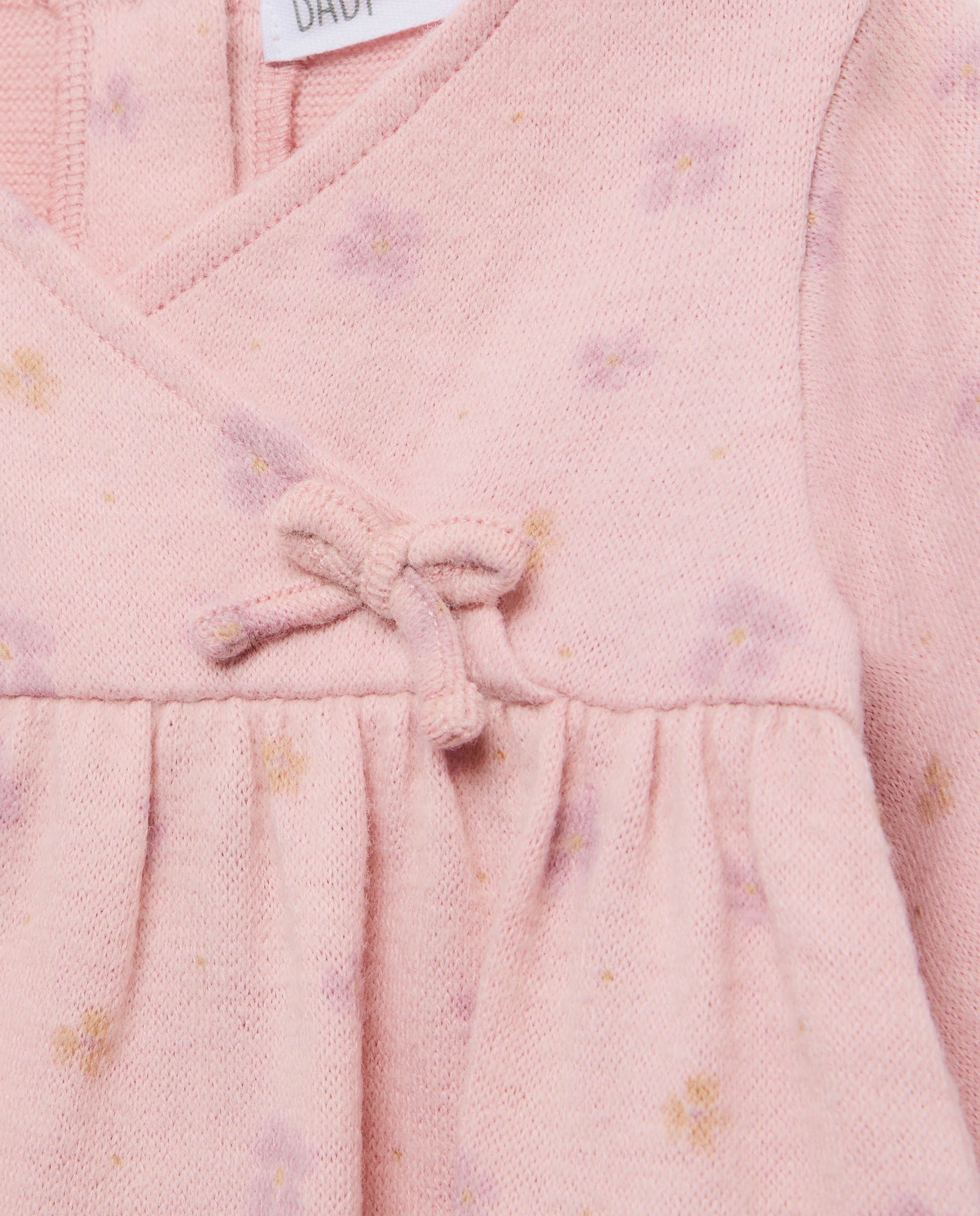 Vestido de Ponto Liso Cortado de Bebé Rosa-3