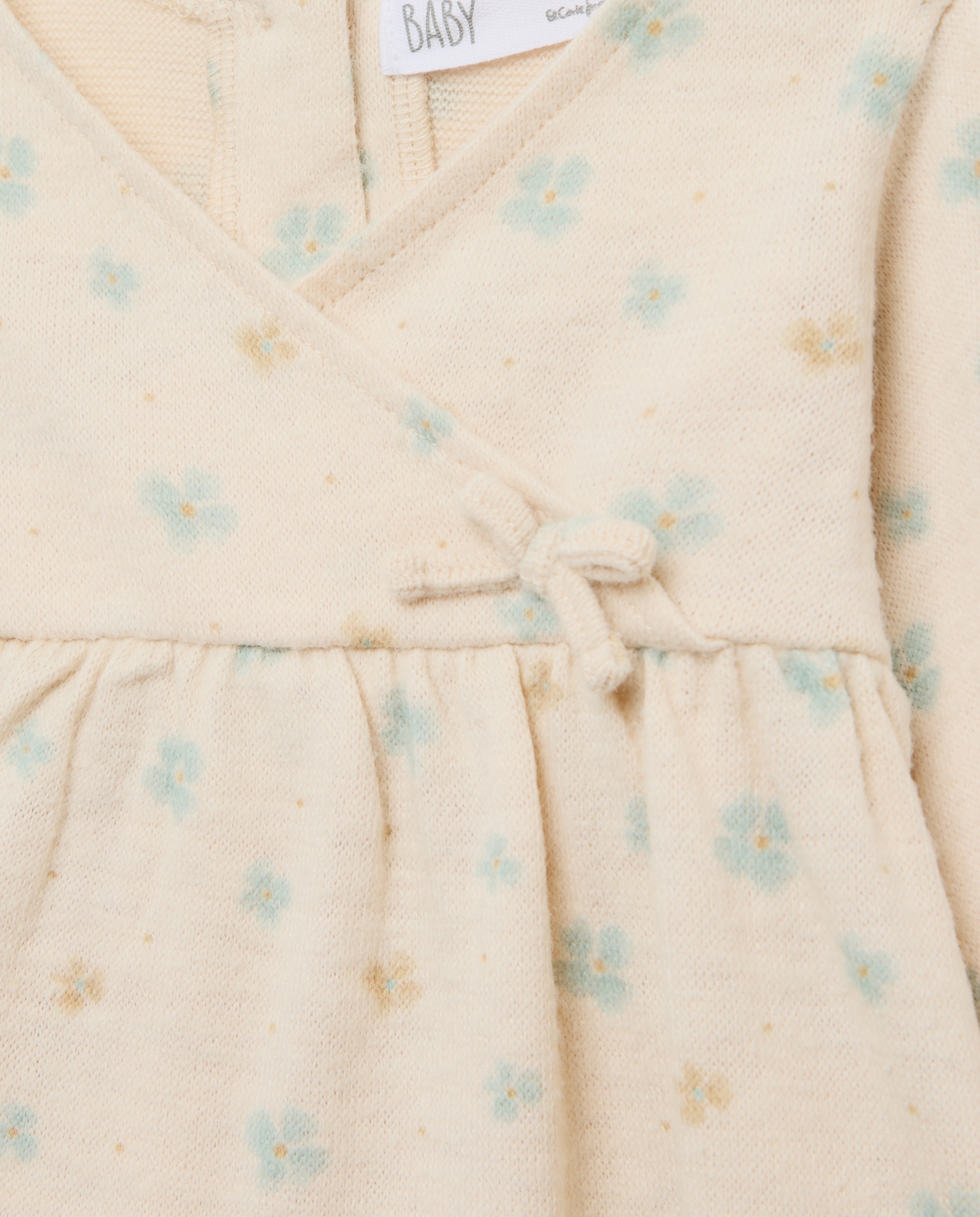 Vestido de Ponto Liso Cortado de Bebé Branco-3