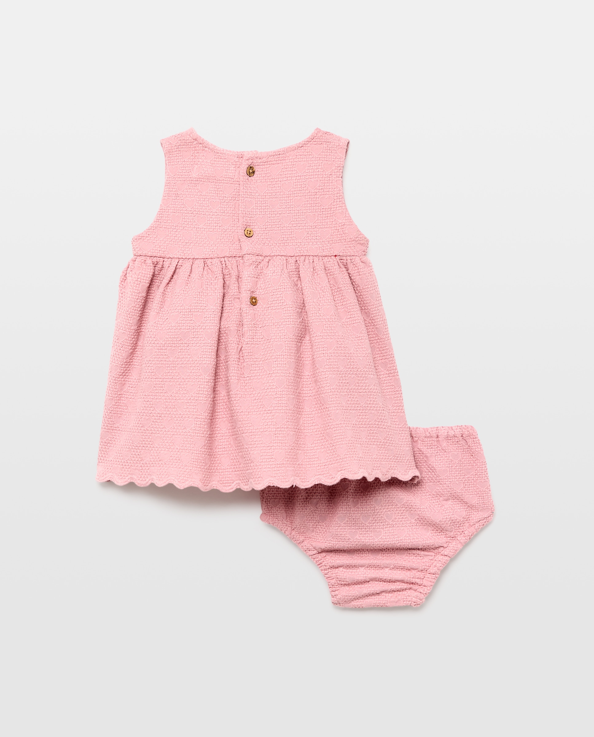 Vestido Jacquard de Bebé sem Mangas Rosa-2