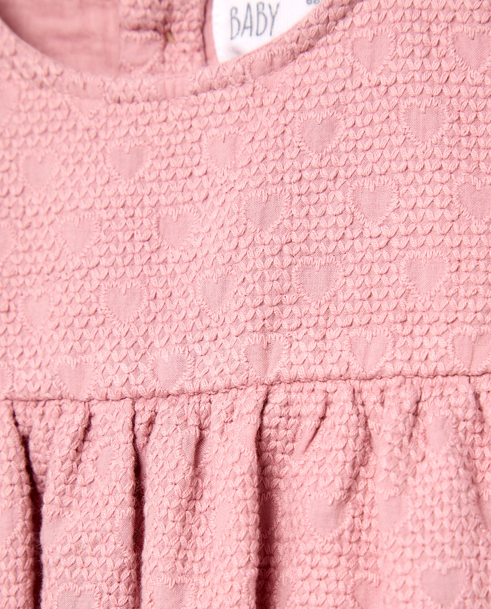 Vestido Jacquard de Bebé sem Mangas Rosa-3