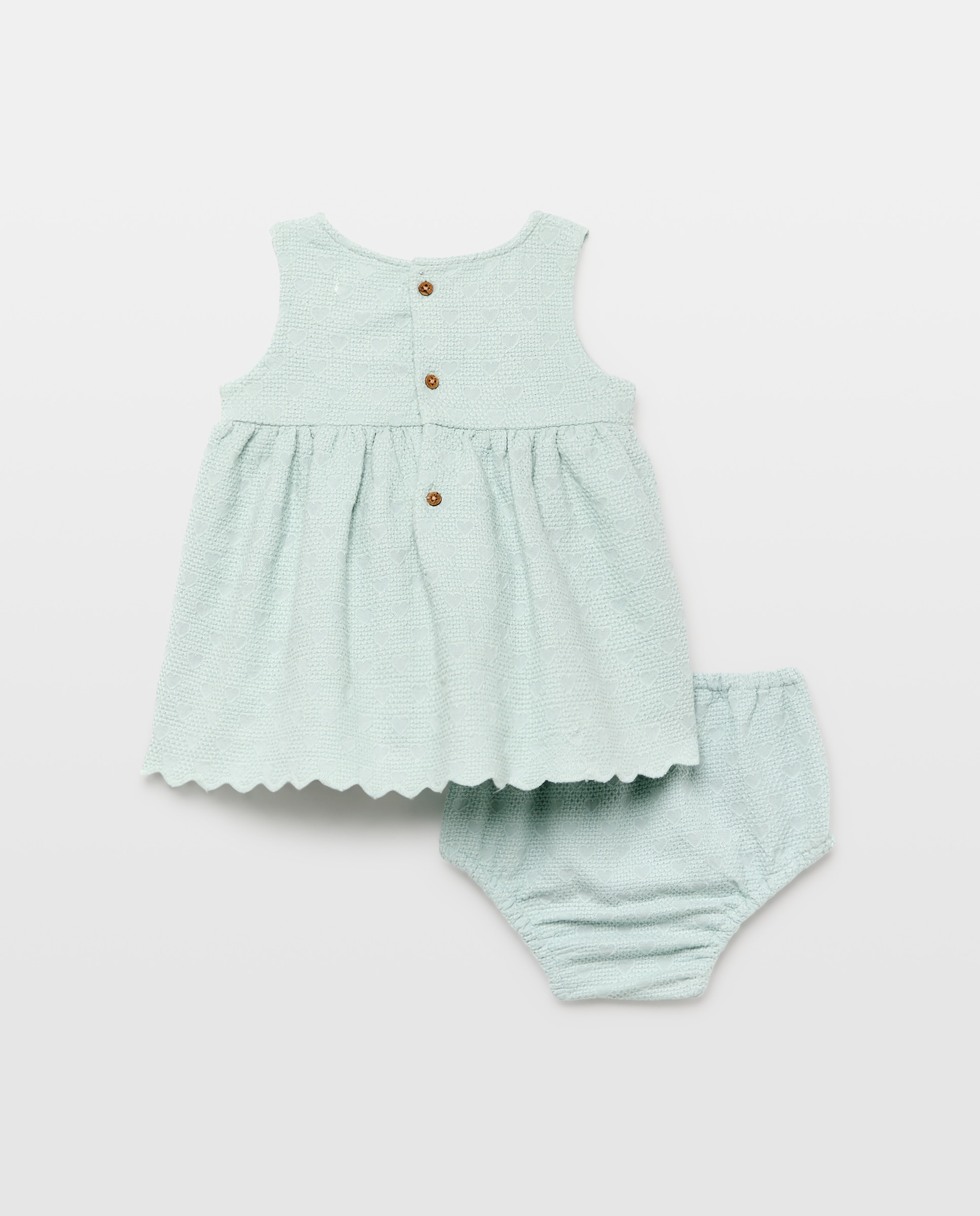 Vestido Jacquard de Bebé sem Mangas Verde-2