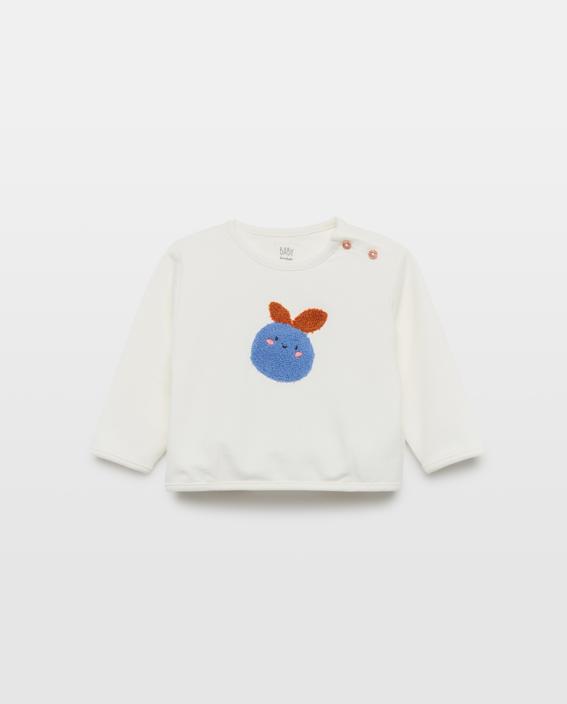 Imagen 0 de Sudadera de bebé cuello caja fantasía 3D Blanco roto