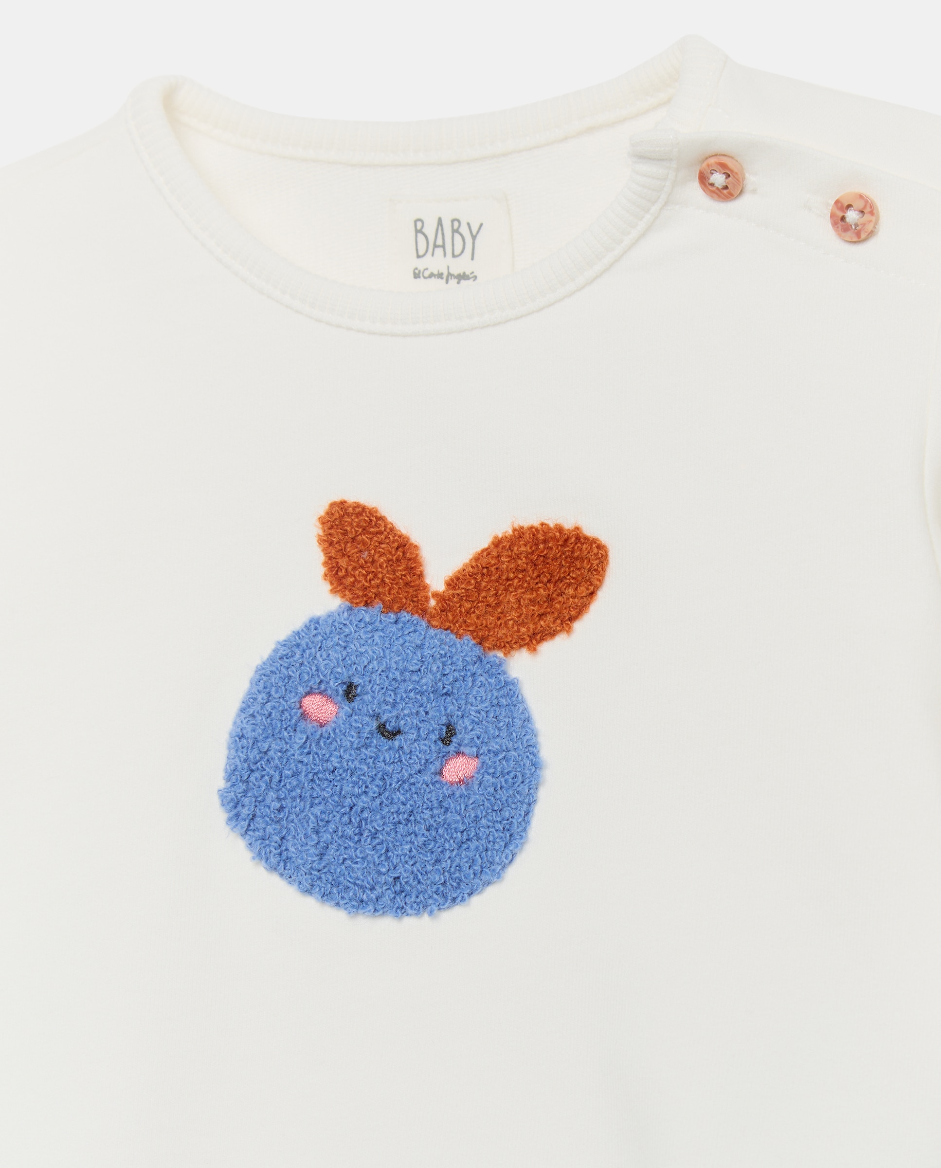 Sudadera de bebé cuello caja fantasía 3D - Baby El Corte Inglés - Blanco roto Blanco roto-3
