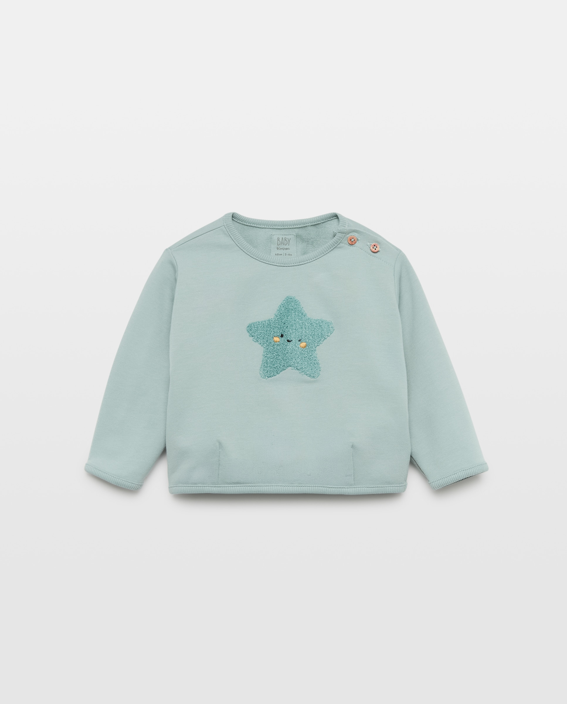 Imagen 0 de Sudadera de bebé cuello caja fantasía 3D Verde