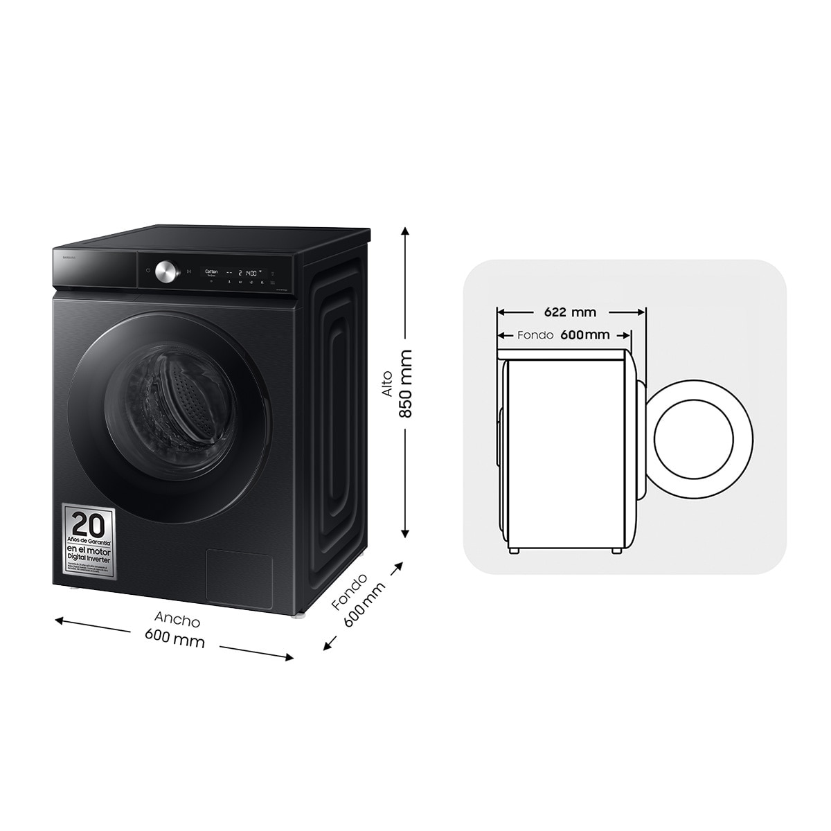 Lavadora Secadora Samsung 9kg/6kg QuickDrive? Clase D/A Negra WD90DB8B85GBU3 (Reacondicionado Grado D) - Negro Negro-2