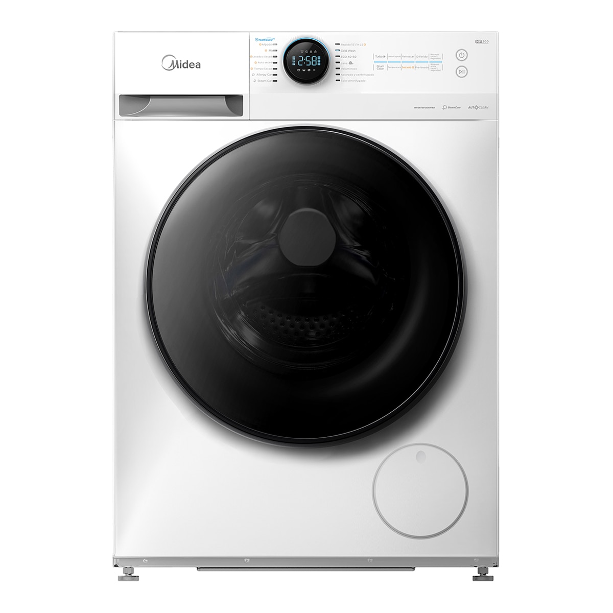 Midea - Lavadora secadora Midea 8 kg - 1.400 rpm - MF200D80WB-W-ES (Reacondicionado Grado D).