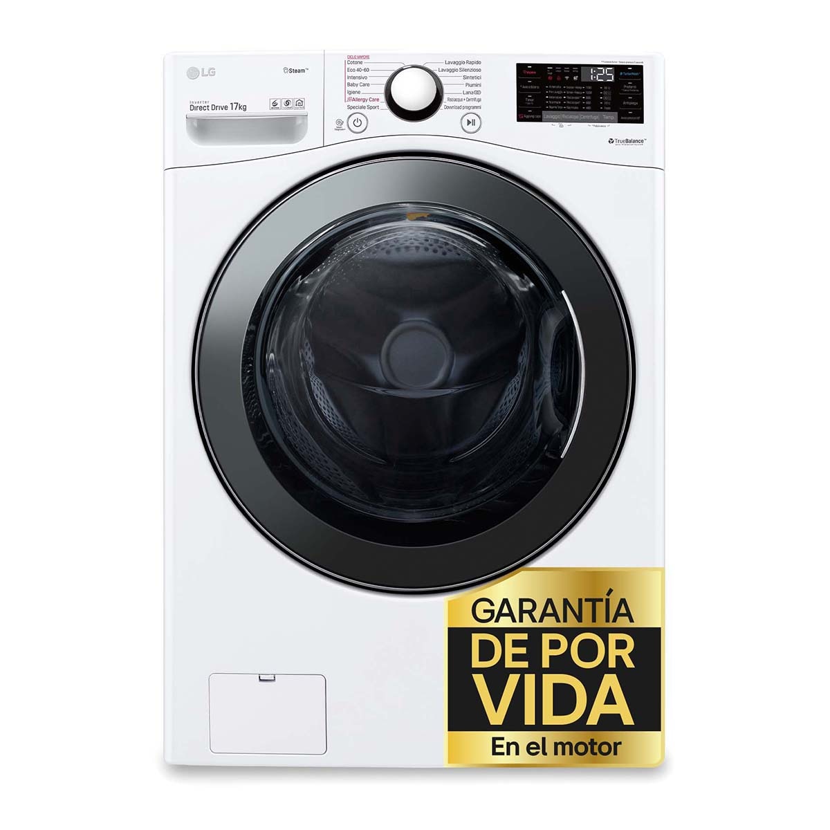 LG - Lavadora 17 kg, 1100rpm, Clasificación E, Blanco Marfil, TurboWash49, Serie XXL - F1P1CY2W (Reacondicionado Grado D).