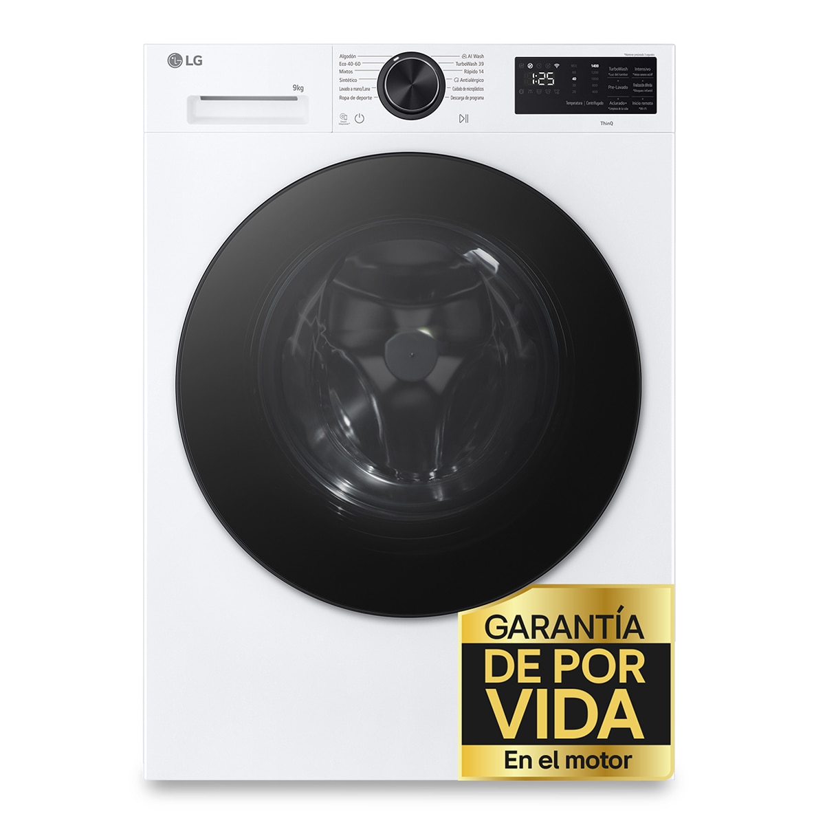 LG - Lavadora Inteligente LG, AI Direct Drive, TurboWash 360º, 9kg -1400rpm, Serie 500 - LG F4X5009TLB (Reacondicionado Grado C).