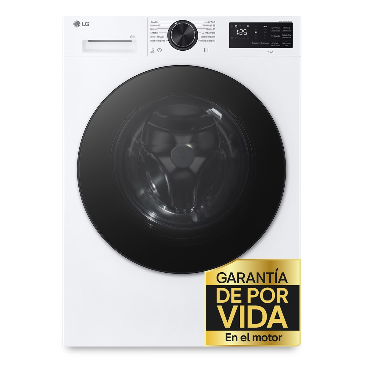 LG - Lavadora Inteligente LG, AI Direct Drive, TurboWash 360º, 9kg -1200rpm, Serie 500 - F2X50S9TLB (Reacondicionado Grado D).