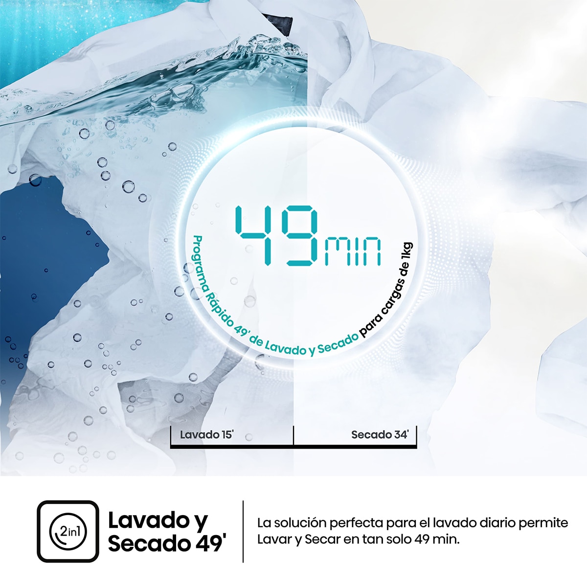 Lavadora secadora Hisense 10,5 kg/1.400 rpm, Función vapor - WD5i1045BWQ (Reacondicionado Grado C) - Blanco Blanco-9