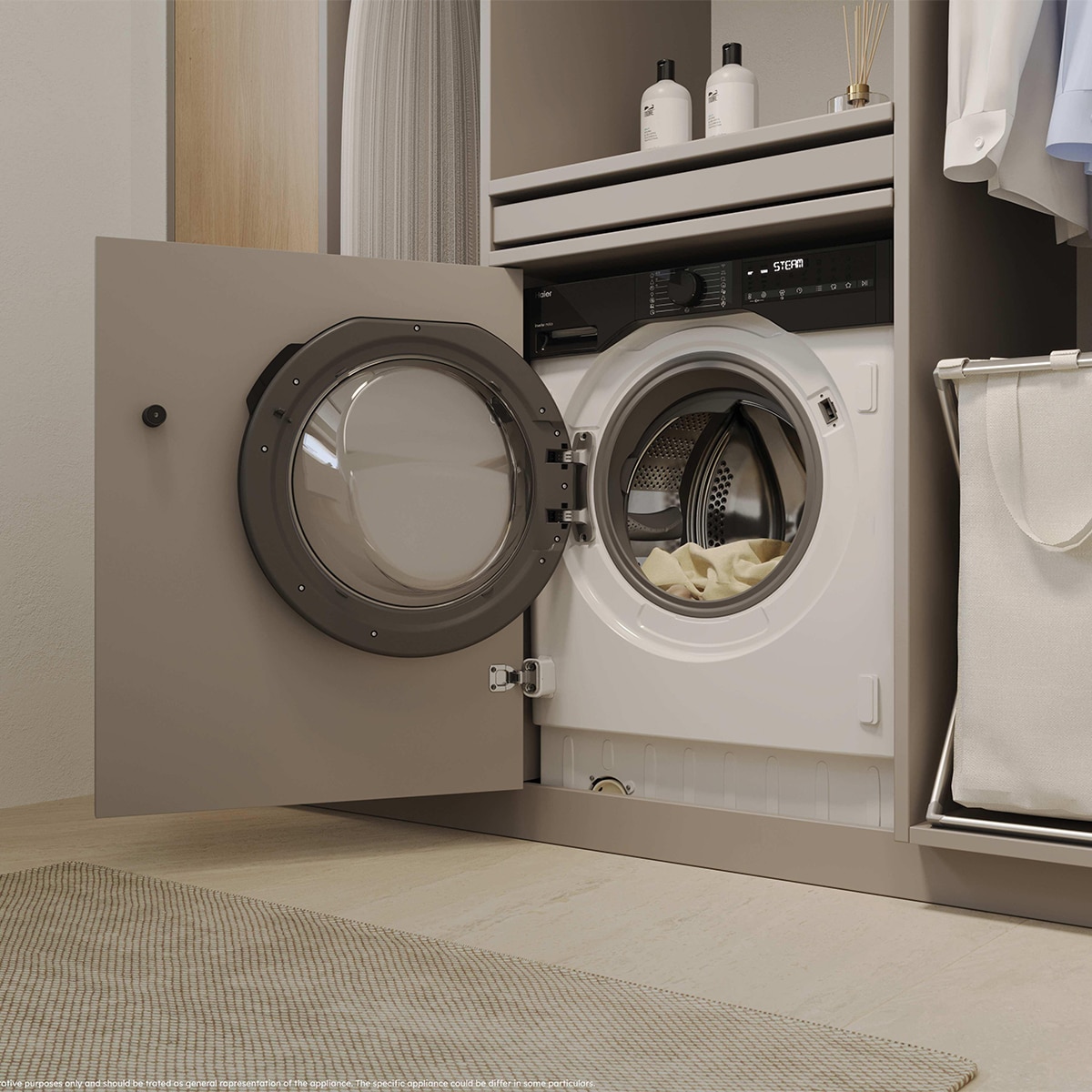 Lavadora Integrable Haier 9 kg/ 1.600 rpm, Opción Vapor - BHA6S69M6DB9J-S (Reacondicionado Grado D) - Blanco Blanco-5