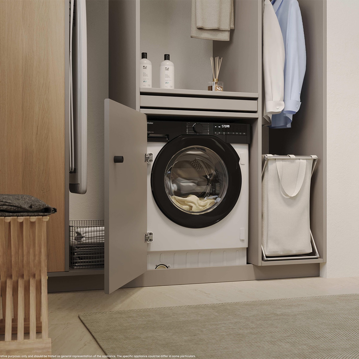 Lavadora Integrable Haier 9 kg/ 1.600 rpm, Opción Vapor - BHA6S69M6DB9J-S (Reacondicionado Grado B) - Blanco Blanco-4