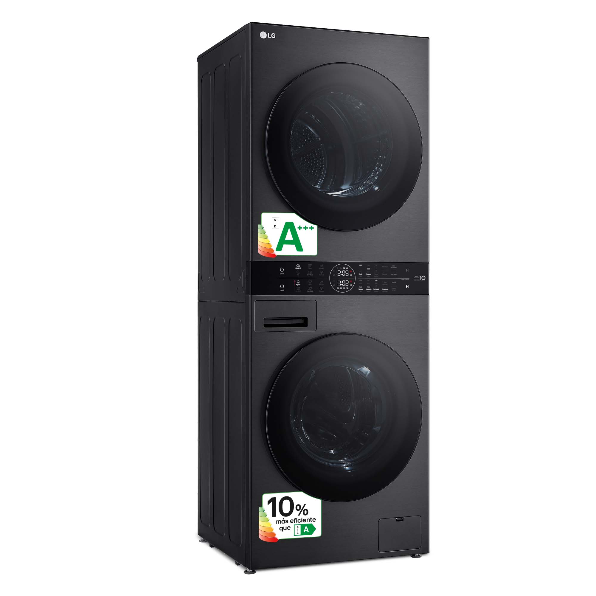 Torre de lavado y secado LG WT1210BBF, Direct Drive con inteligencia artificial, Bomba de calor Dual Inverter, 12kg lavado, 10kg secado, 1400rpm, clasificación A-10/C (Reacondicionado Grado D) - Grafito Grafito-3
