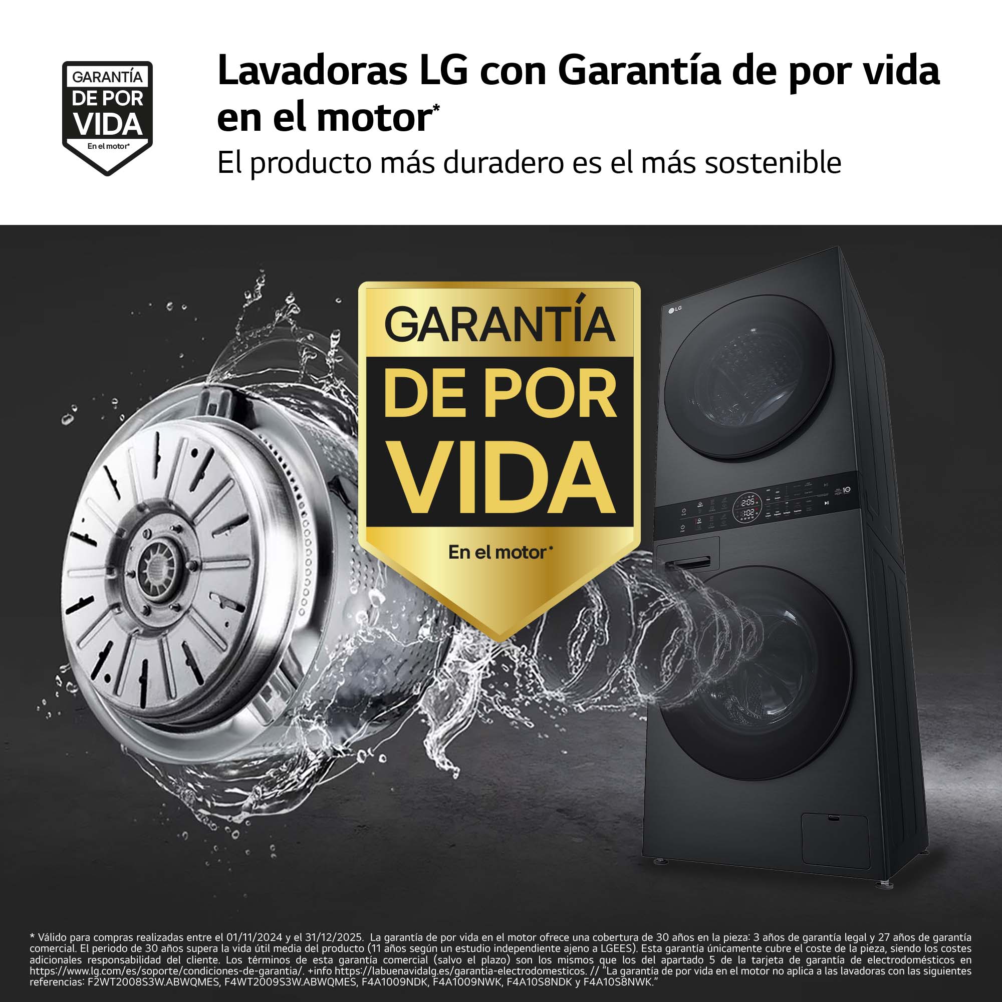 Torre de lavado y secado LG WT1210BBF, Direct Drive con inteligencia artificial, Bomba de calor Dual Inverter, 12kg lavado, 10kg secado, 1400rpm, clasificación A-10/C (Reacondicionado Grado D) - Grafito Grafito-6