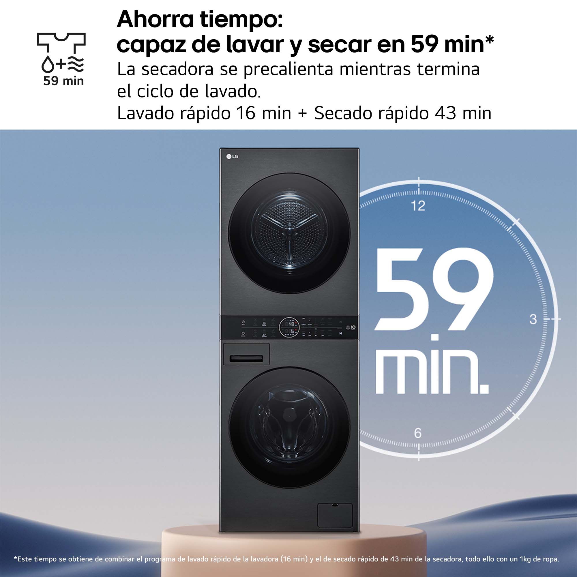 Torre de lavado y secado LG WT1210BBF, Direct Drive con inteligencia artificial, Bomba de calor Dual Inverter, 12kg lavado, 10kg secado, 1400rpm, clasificación A-10/C (Reacondicionado Grado D) - Grafito Grafito-7