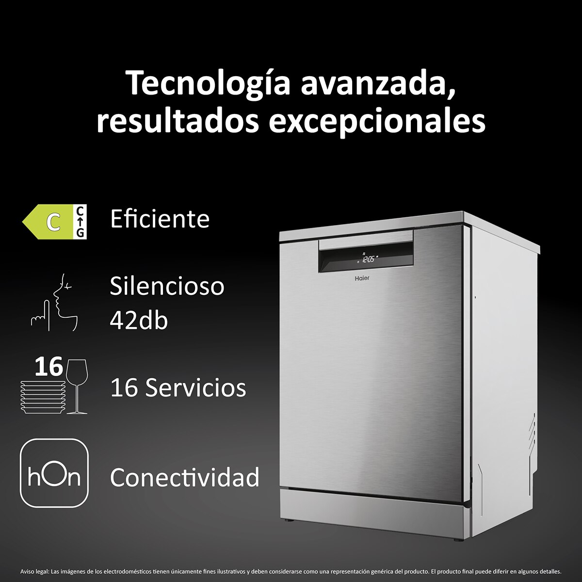 Thumbnail 4 de Haier XF 6C2M1PX lavavajillas 16 servicios 60 cm
