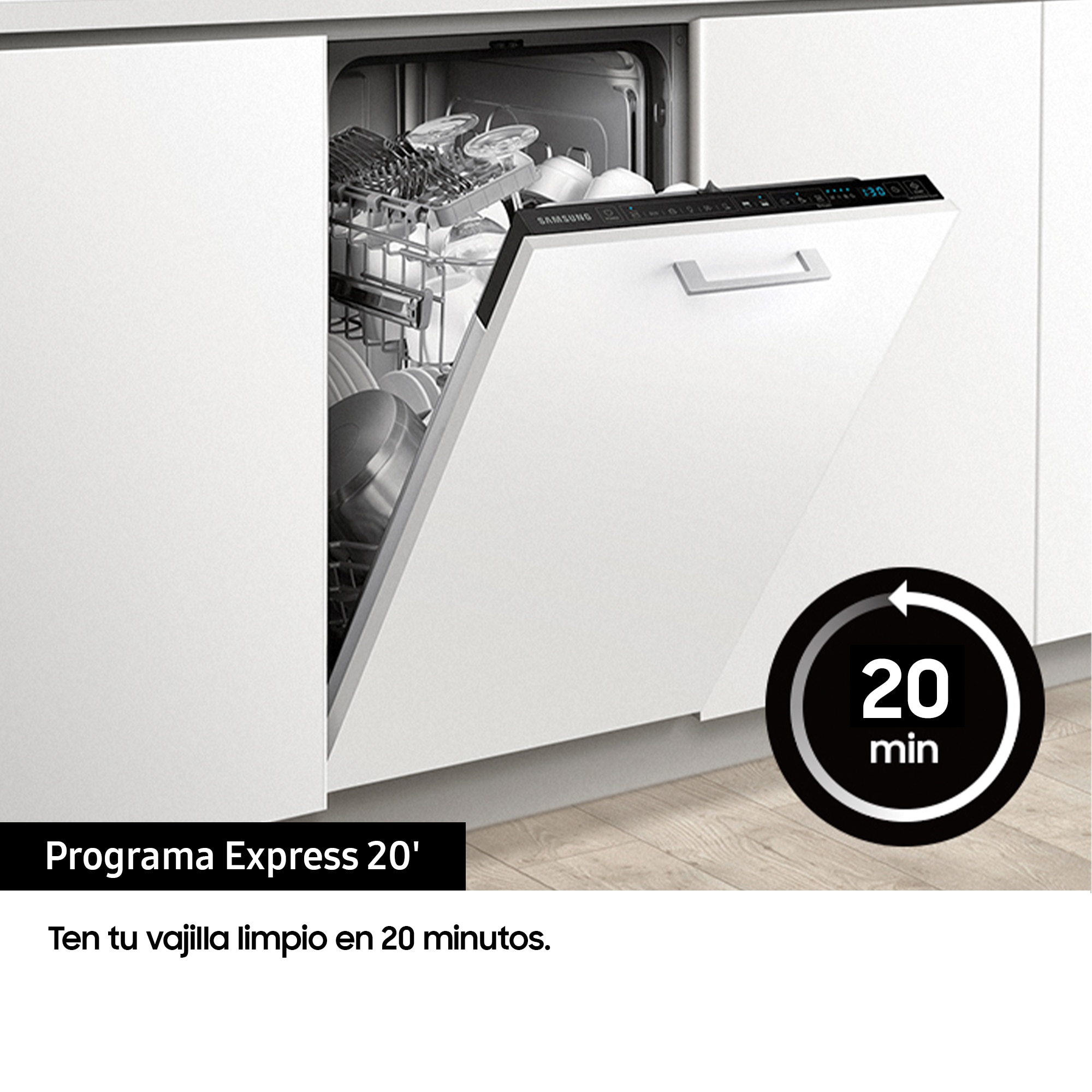 Lavavajillas Samsung 10 servicios, Bandeja Cubiertos, 45 cm - DW50R4070FW/EC (Reacondicionado Grado D) - Blanco Blanco-4