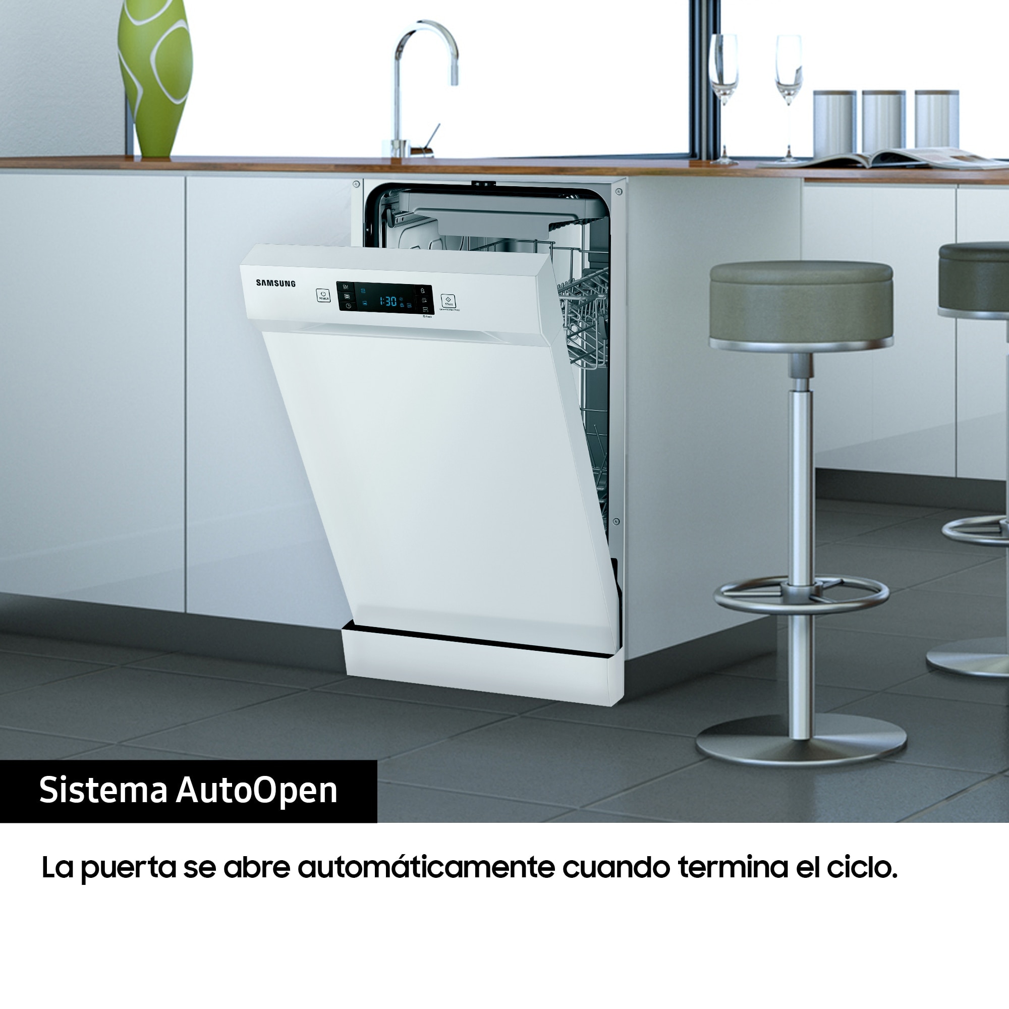 Lavavajillas Samsung 10 servicios, Bandeja Cubiertos, 45 cm - DW50R4070FW/EC (Reacondicionado Grado D) - Blanco Blanco-5