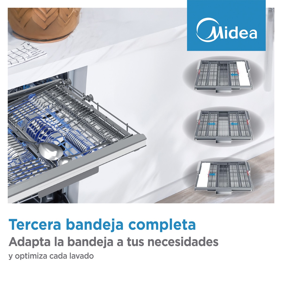 Imagen 8 de Lavavajillas Midea 14 servicios,60 cm, 6+3 programas - MDWEF1433DW-WA (Reacondicionado Grado D) - Blanco Blanco