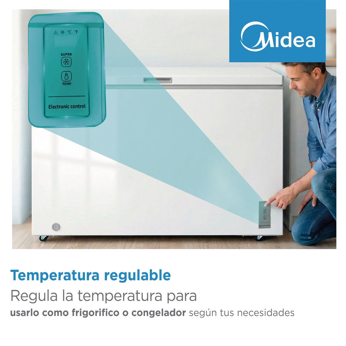 Congelador horizontal Midea, Inverter y tirador integrado - MDRC211FZE01 (Reacondicionado Grado C) - Blanco Blanco-5