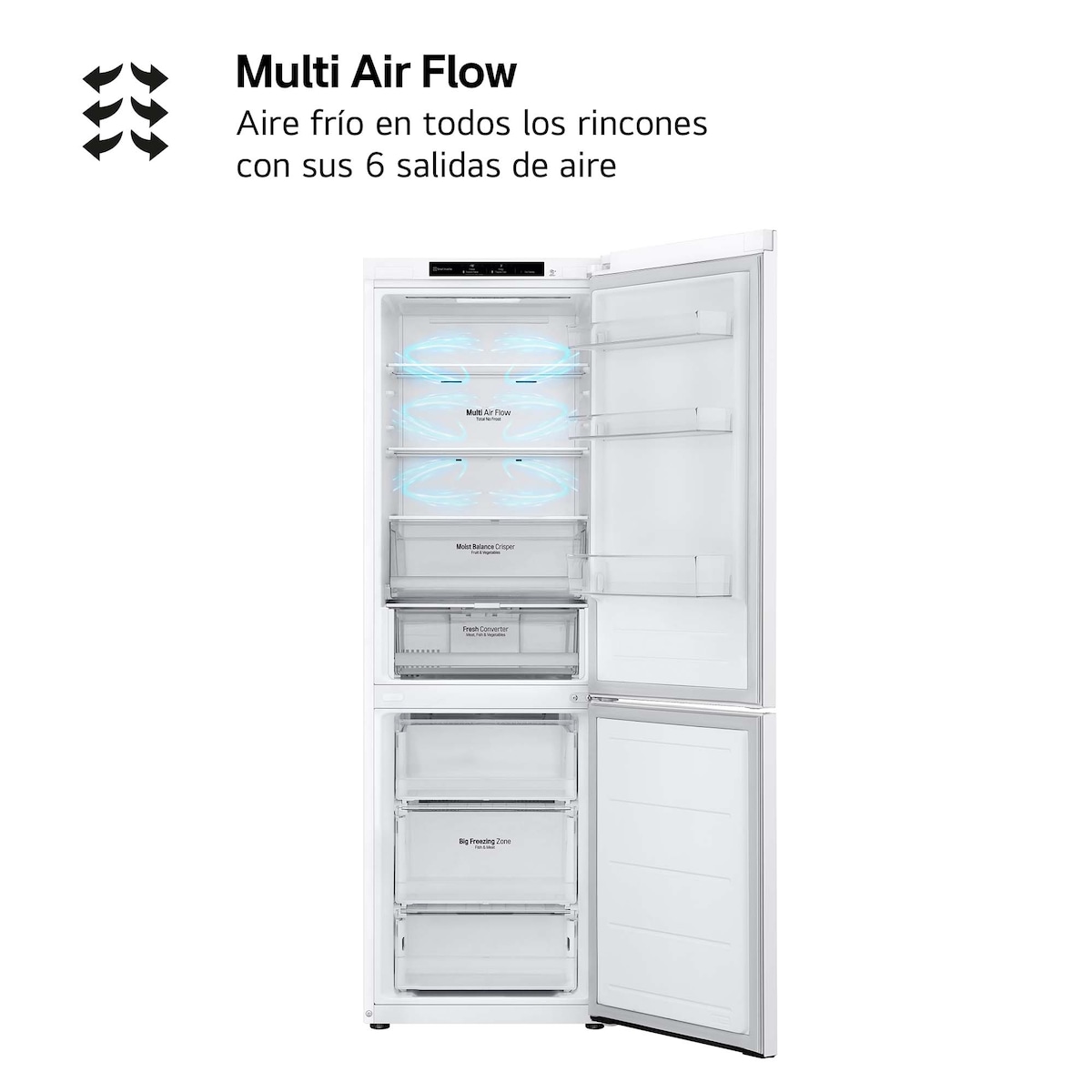 Frigorífico combi LG Total No Frost, 186 cm, Door Cooling, blanco- GBV3100CSW (Reacondicionado Grado C) Blanco-9