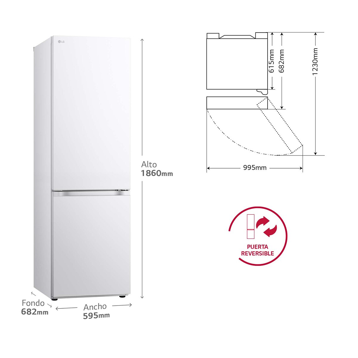 Thumbnail 1 de LG GBV21L0ESW Frigorífico combi 344 l Door Cooling+ 186 cm
