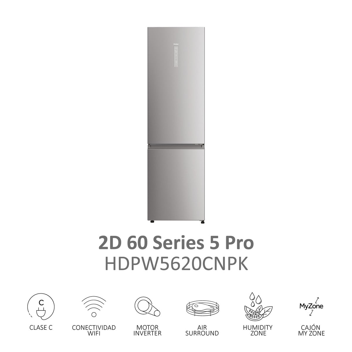 Frigorífico Combi Haier Total No Frost con WIFI 2D 60 Series 5 - HDPW5620CNPK (Reacondicionado Grado B) Inox-7