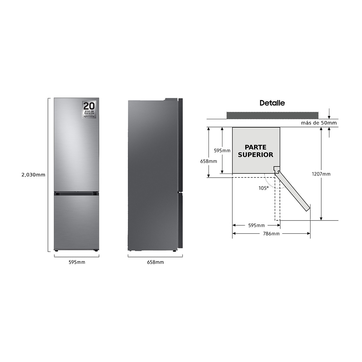 Frigorífico Combi Samsung Bespoke No Frost - RB38A7B6AS9/EF (Reacondicionado Grado C) - Inox Inox-4