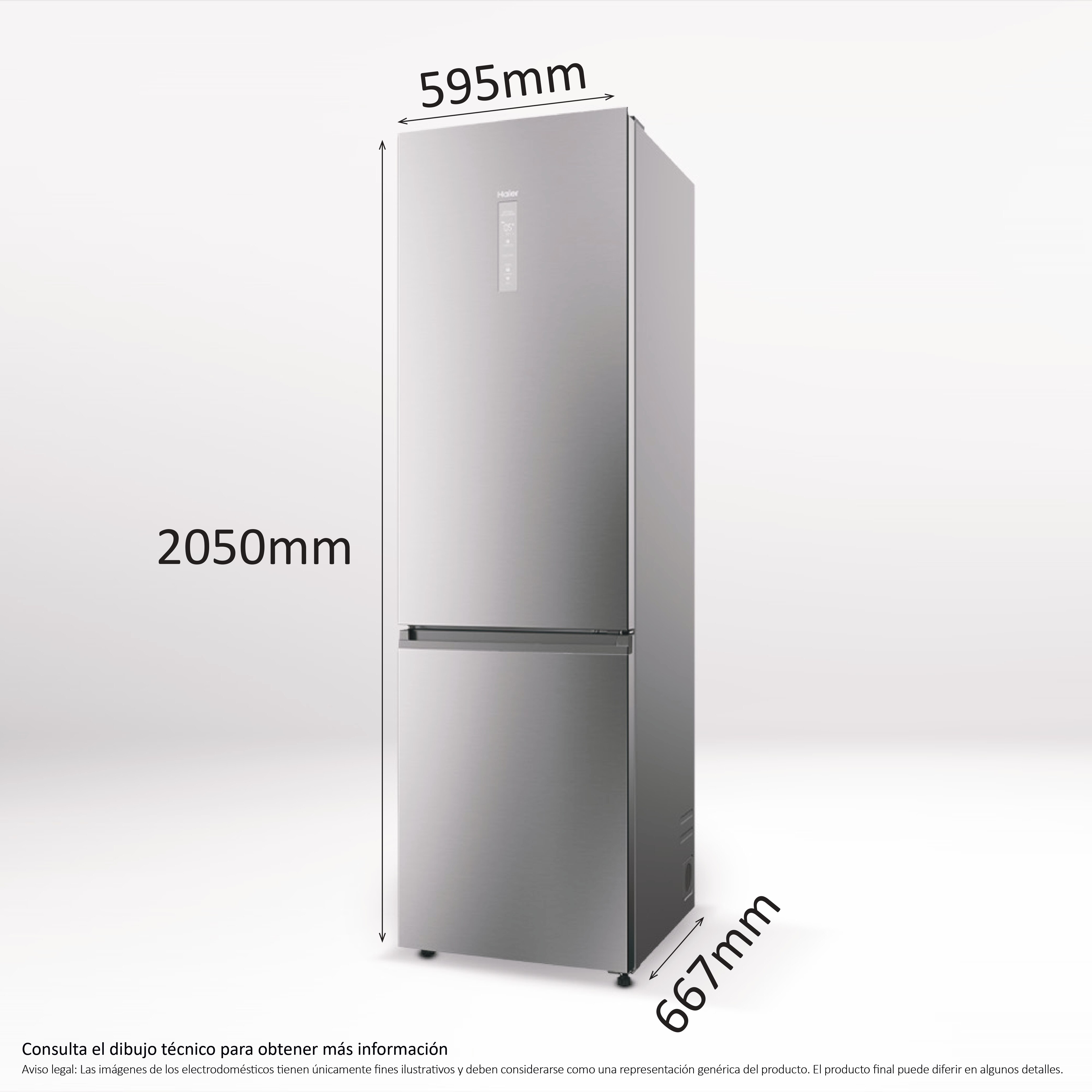 Frigorífico Combi Haier Total No Frost con WIFI 2D 60 Series 7 Pro - HDPW7620ANPK (Reacondicionado Grado B) - Inox Inox-5