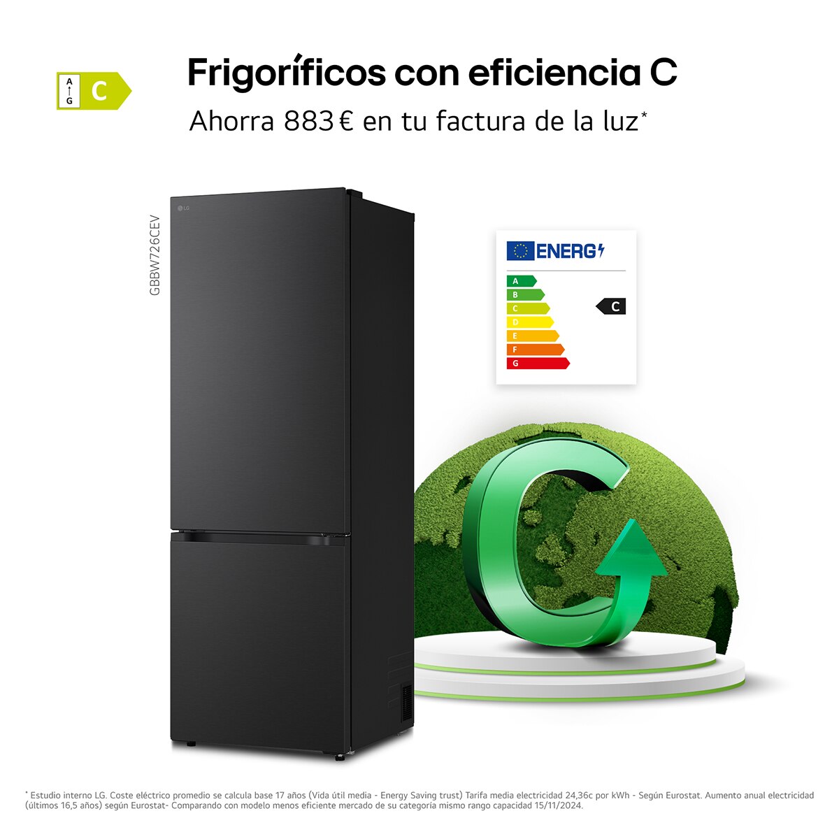 Frigorífico Combi LG DoorCooling+, Serie 700 - GBBW726CEV (Reacondicionado Grado D) - Acero negro grafito Acero negro grafito-5