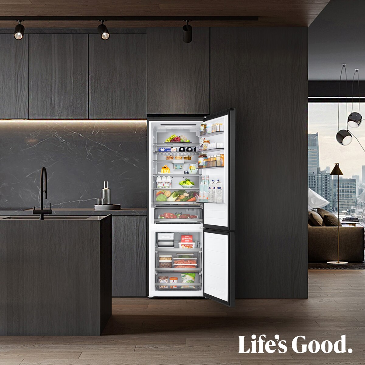 Frigorífico Combi LG DoorCooling+, Serie 700 - GBBW726CEV (Reacondicionado Grado D) - Acero negro grafito Acero negro grafito-15
