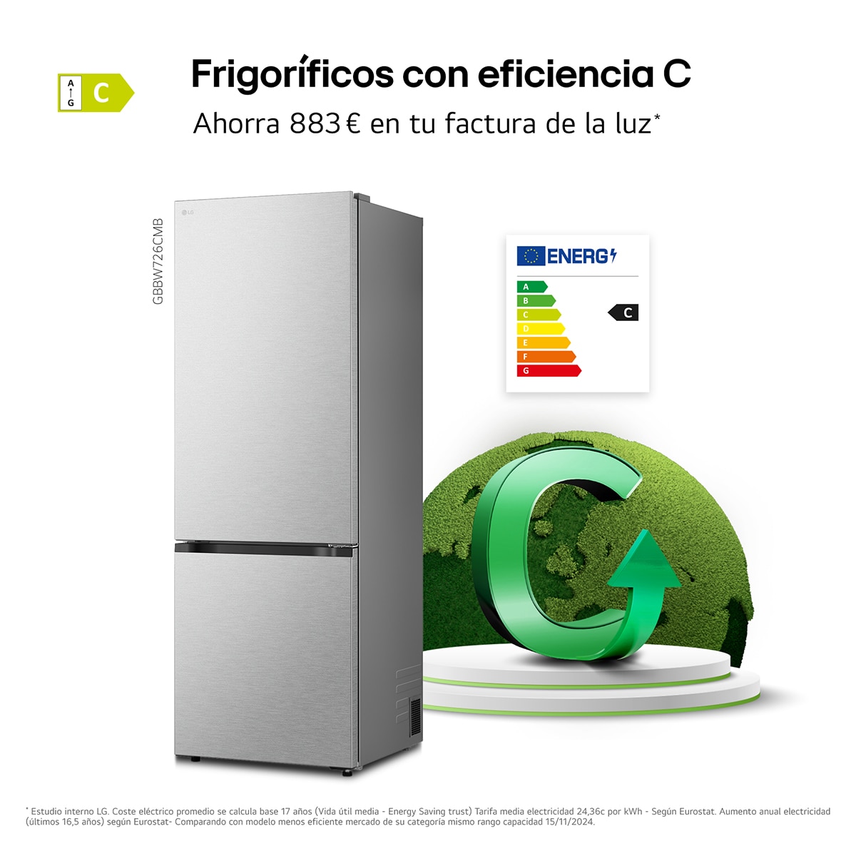 Frigorífico Combi LG, DoorCooling+ - GBBW726CMB (Reacondicionado Grado D) - Acero texturizado Acero texturizado-5