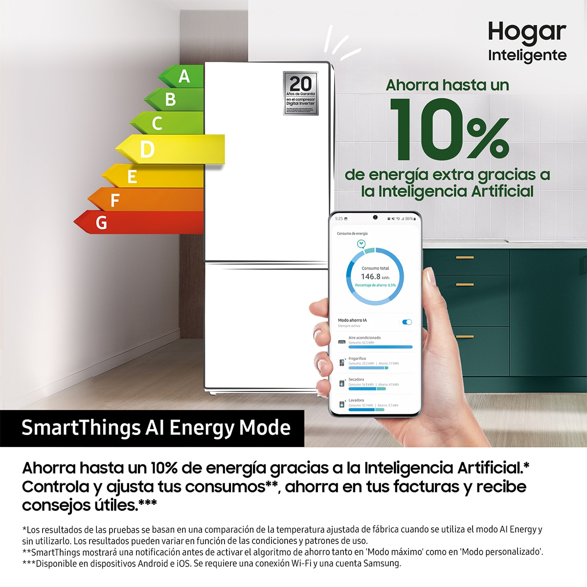 Frigorífico Combi Integrable Samsung con IA 193.5cm 298L Balda Botellero Clase D BRB80F30ADS0EF (Reacondicionado Grado D) - Blanco Blanco-5