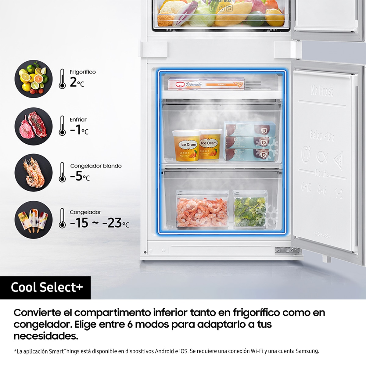 Frigorífico Combi Integrable Samsung con IA 193.5cm 298L Balda Botellero Clase D BRB80F30ADS0EF (Reacondicionado Grado D) - Blanco Blanco-9