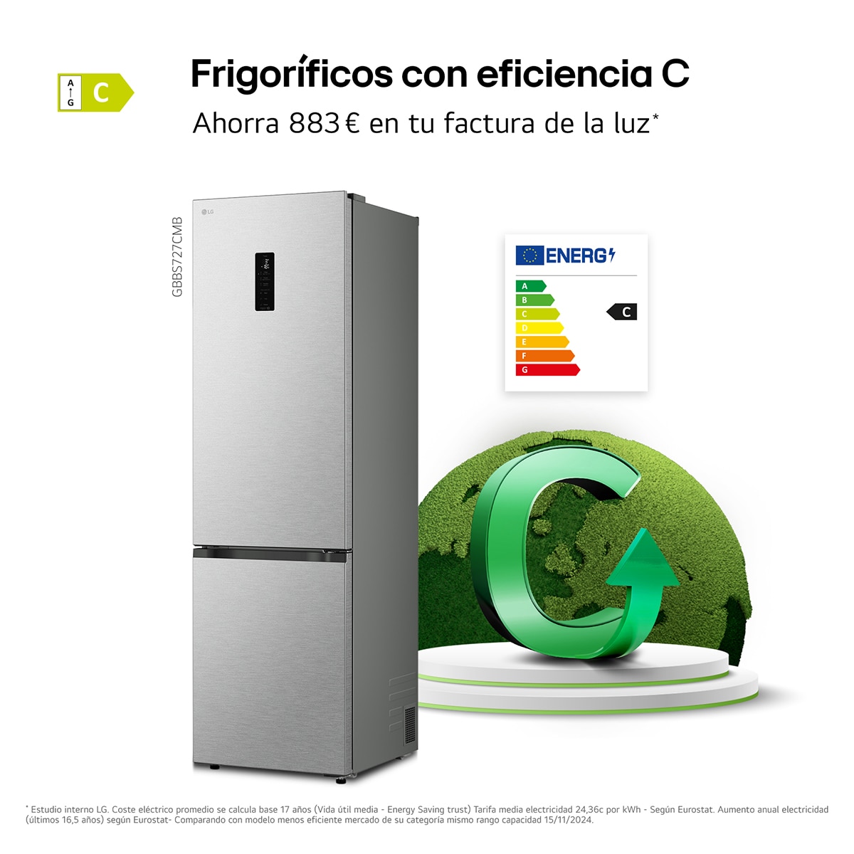 Frigorífico Combi LG, DoorCooling+, Serie 700 - GBBS727CMB (Reacondicionado Grado C) - Acero texturizado Acero texturizado-5