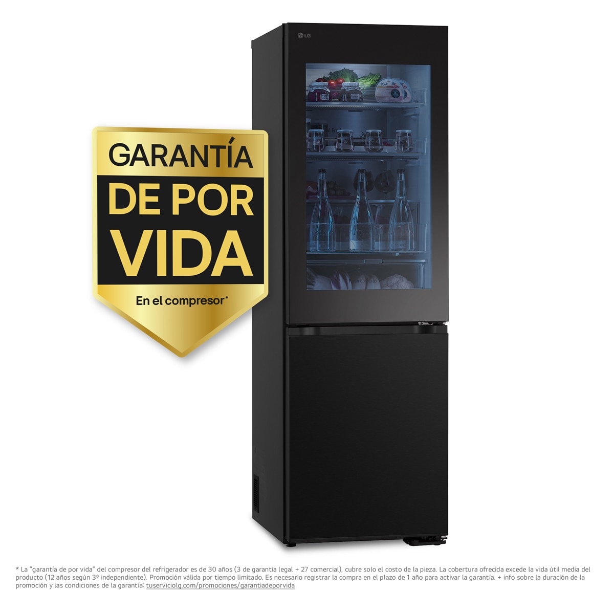 Frigorífico Combi LG No Frost, 186 cm, 352 l, InstaView, negro- GBG5160CEV (Reacondicionado Grado D) - Acero negro grafito Acero negro grafito-3