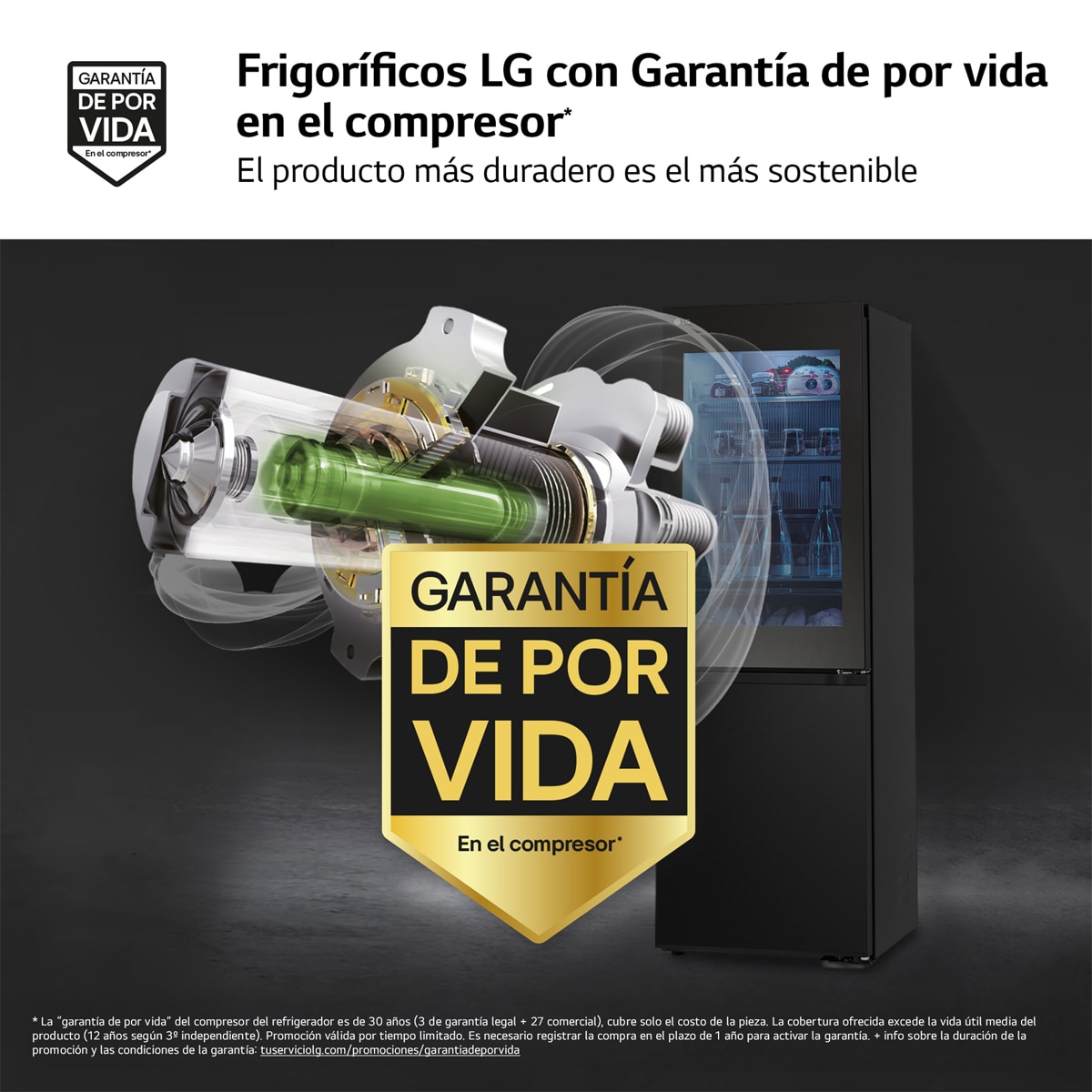 Frigorífico Combi LG No Frost, 186 cm, 352 l, InstaView, negro- GBG5160CEV (Reacondicionado Grado D) - Acero negro grafito Acero negro grafito-5