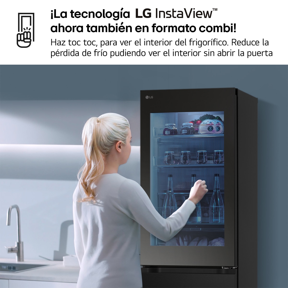 Frigorífico Combi LG No Frost, 186 cm, 352 l, InstaView, negro- GBG5160CEV (Reacondicionado Grado D) - Acero negro grafito Acero negro grafito-6
