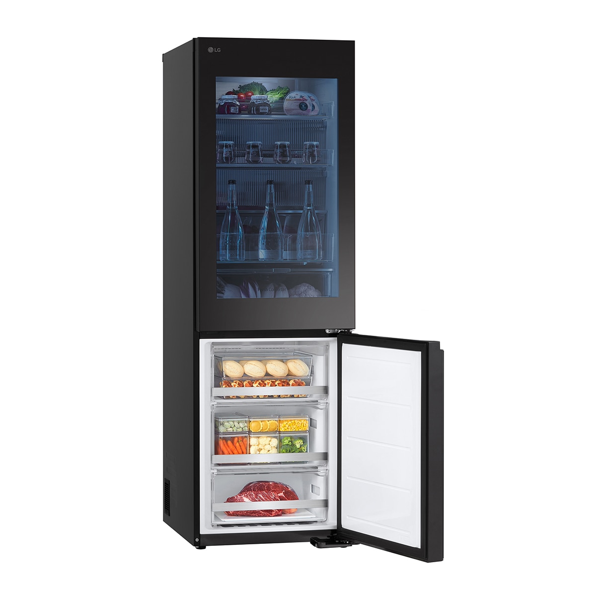 Frigorífico Combi LG No Frost, 186 cm, 352 l, InstaView, negro- GBG5160CEV (Reacondicionado Grado D) - Acero negro grafito Acero negro grafito-18