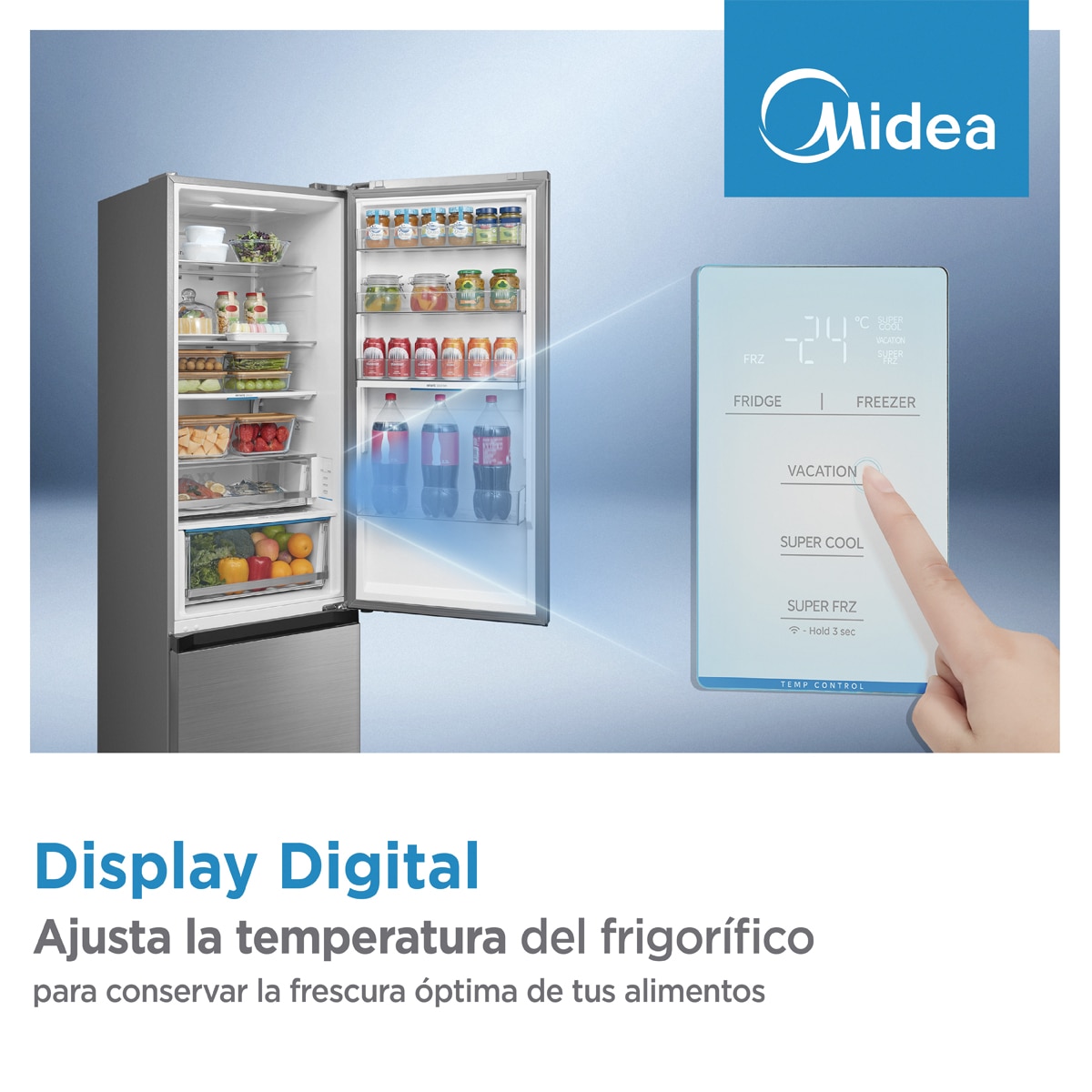 Frigorífico combi Midea Total No Frost Space Master 443L - MDRB600MIC46P (Reacondicionado Grado D) - Inox Brillante Inox Brillante-8