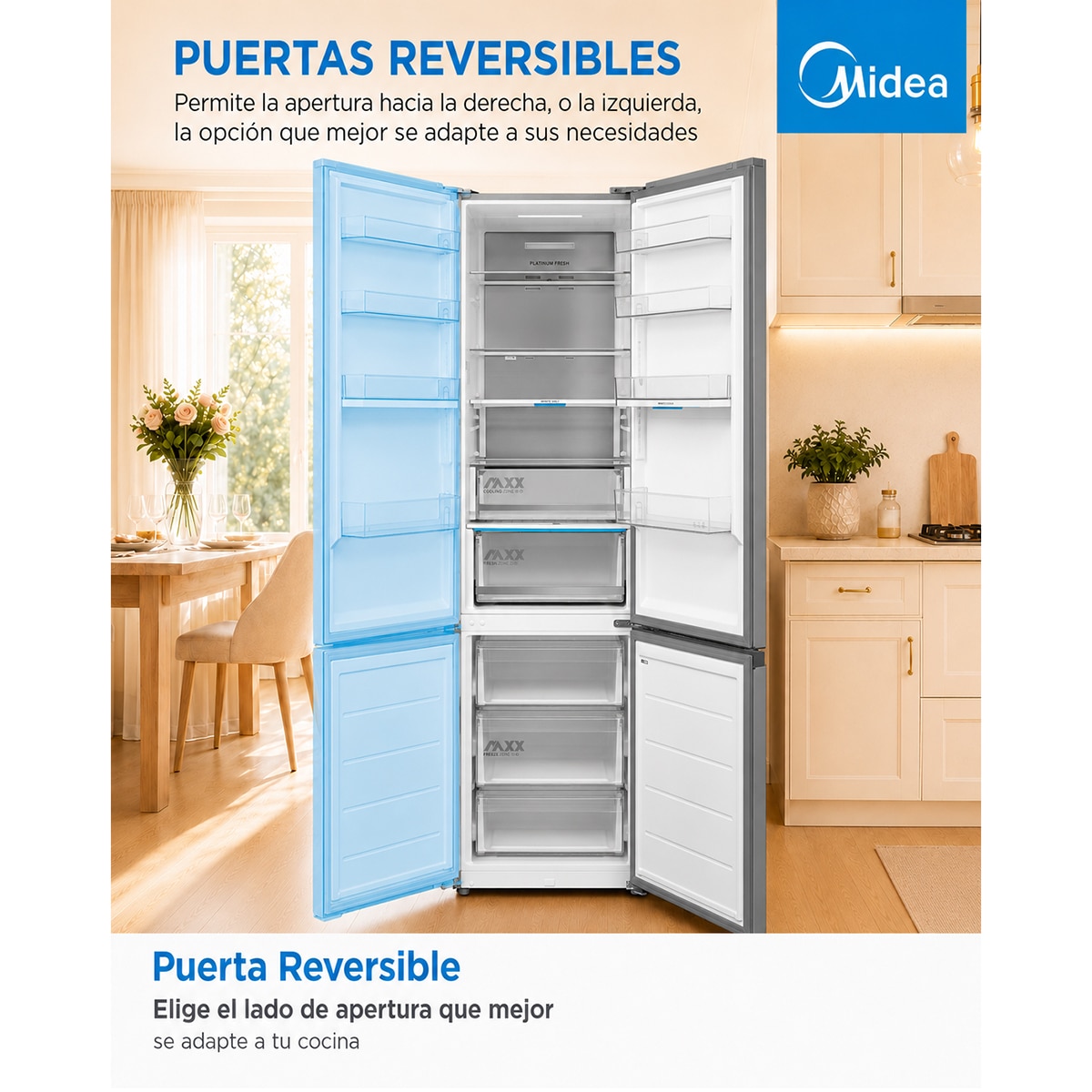 Frigorífico combi Midea Total No Frost Space Master 443L - MDRB600MIC46P (Reacondicionado Grado D) - Inox Brillante Inox Brillante-11