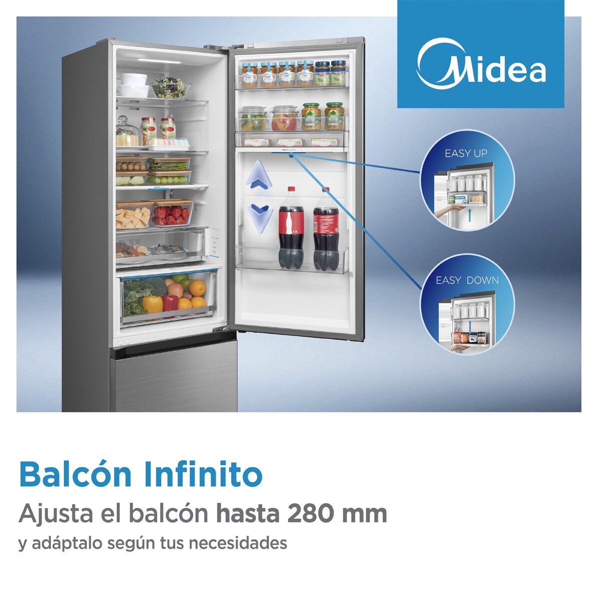 Frigorífico combi Midea Total No Frost Space Master 443L - MDRB600MIC46P (Reacondicionado Grado D) - Inox Brillante Inox Brillante-15