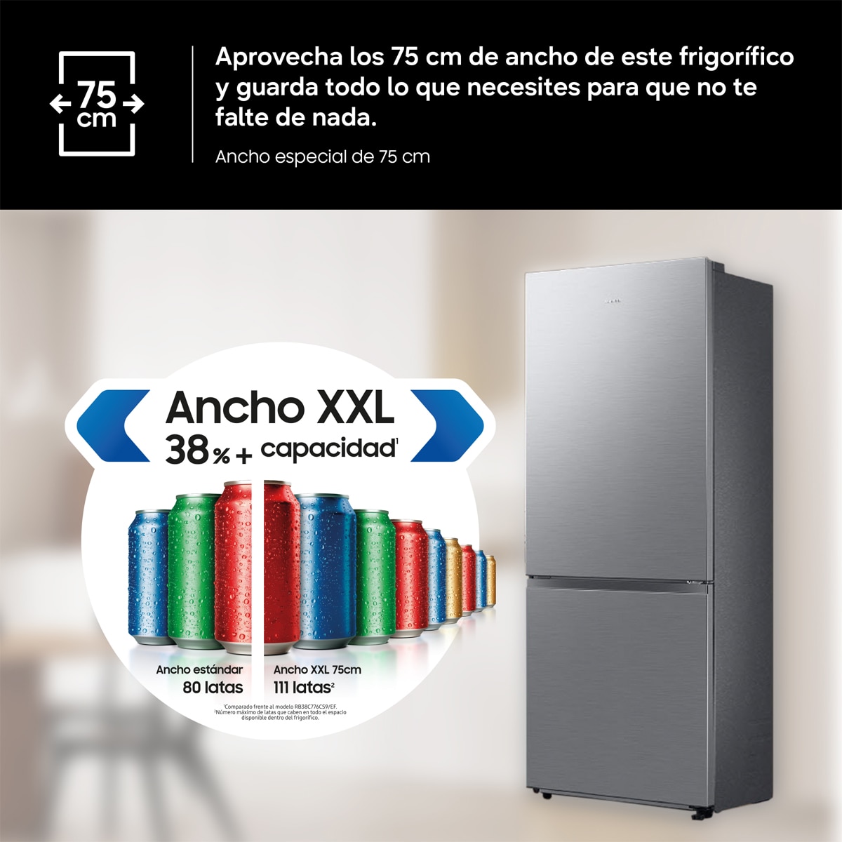 Frigorífico combi Samsung ancho Especial 75cm, No Frost, Wifi - RB53DG706AS9EF (Reacondicionado Grado D) - Inox Inox-8
