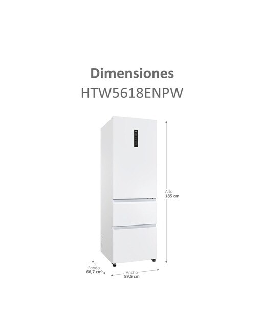 Frigorífico Combi Haier Total No Frost con WIFI 3D 60 Series 5 - HTW5618ENPW (Reacondicionado Grado D) - Blanco Blanco-5
