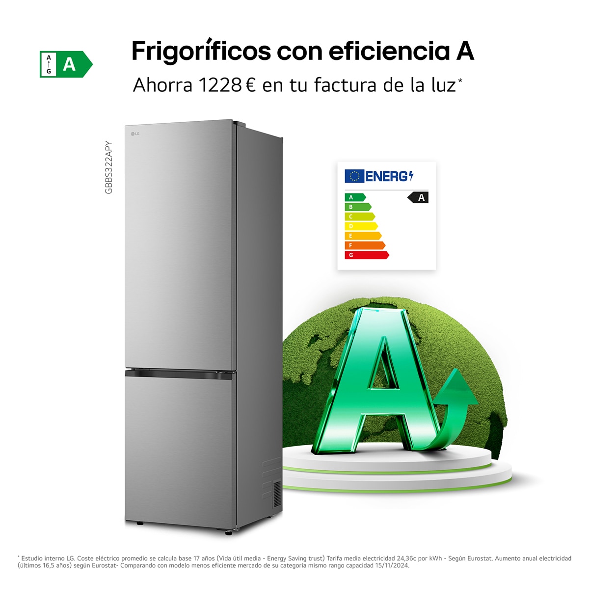Frigorífico Combi LG DoorCooling+, 2.03m, Serie 300 - GBBS322APY (Reacondicionado Grado D) - Acero antihuellas Acero antihuellas-5