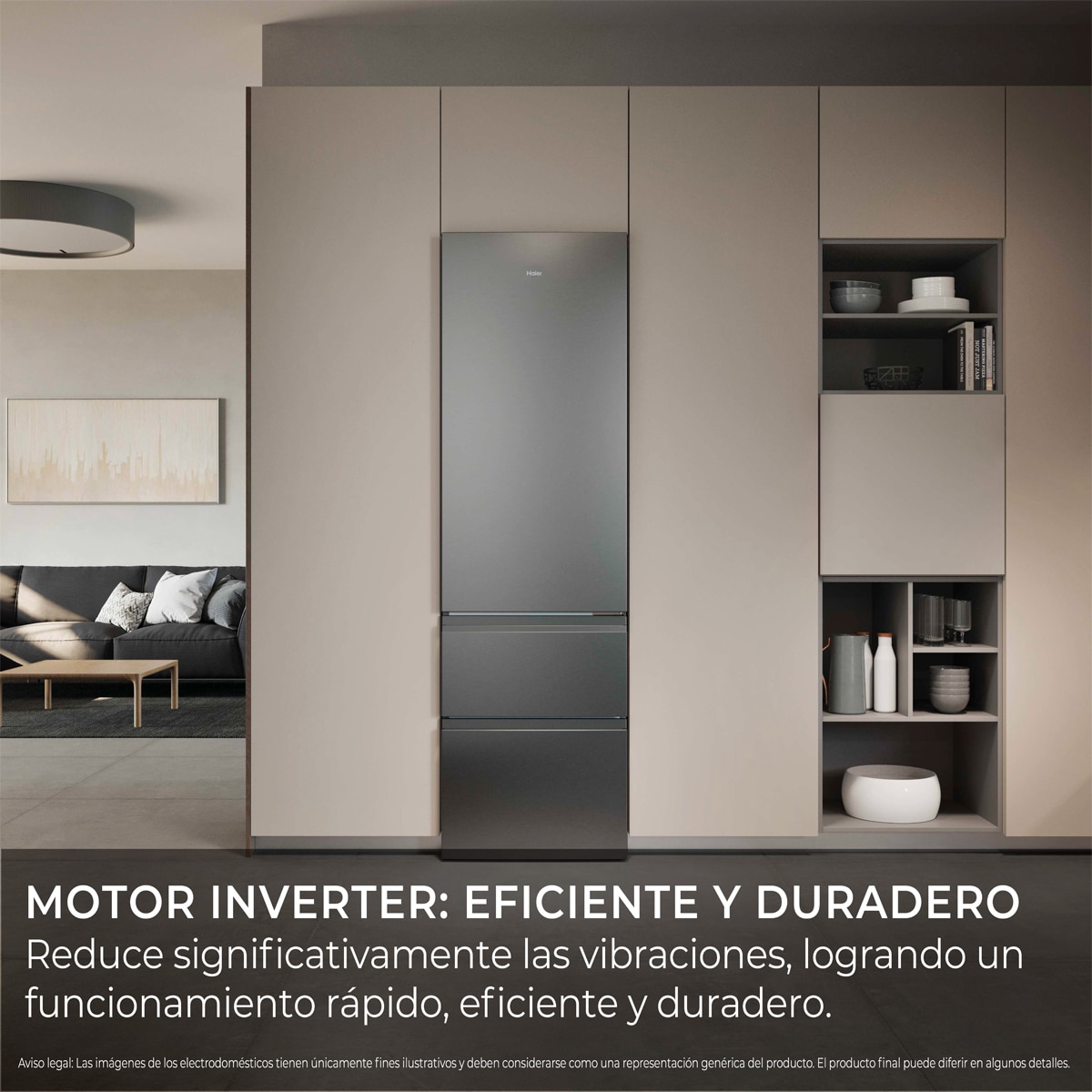Frigorífico Combi Haier Total No Frost 3D 60 Series - HTR3620CNMG (Reacondicionado Grado D) - Inox Inox-6