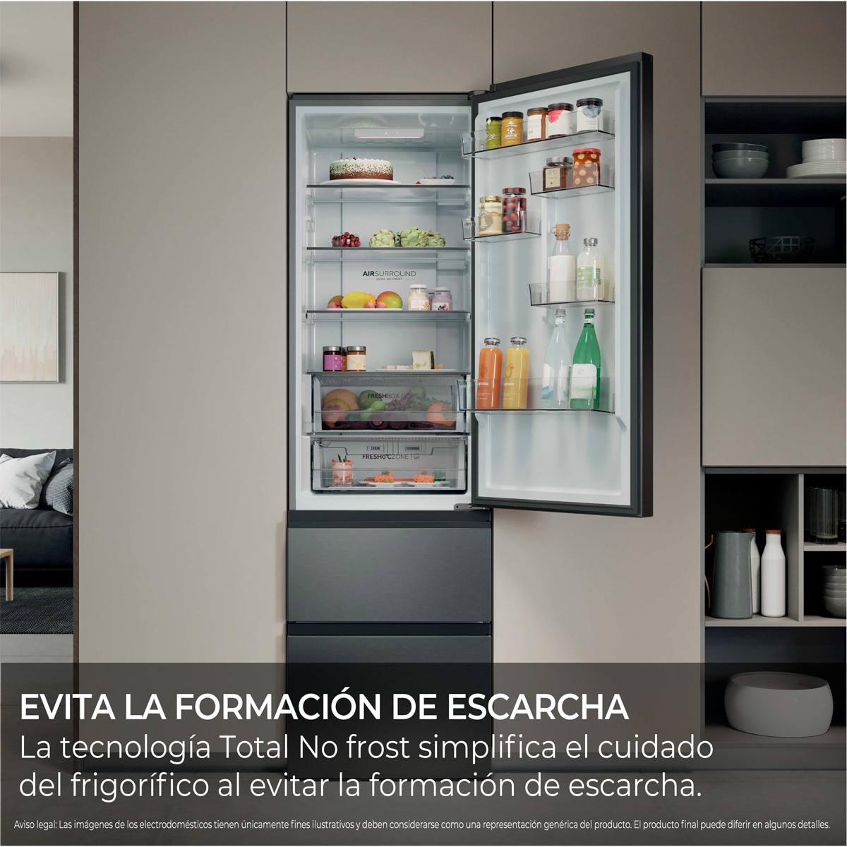 Frigorífico Combi Haier Total No Frost 3D 60 Series - HTR3620CNMG (Reacondicionado Grado D) - Inox Inox-7