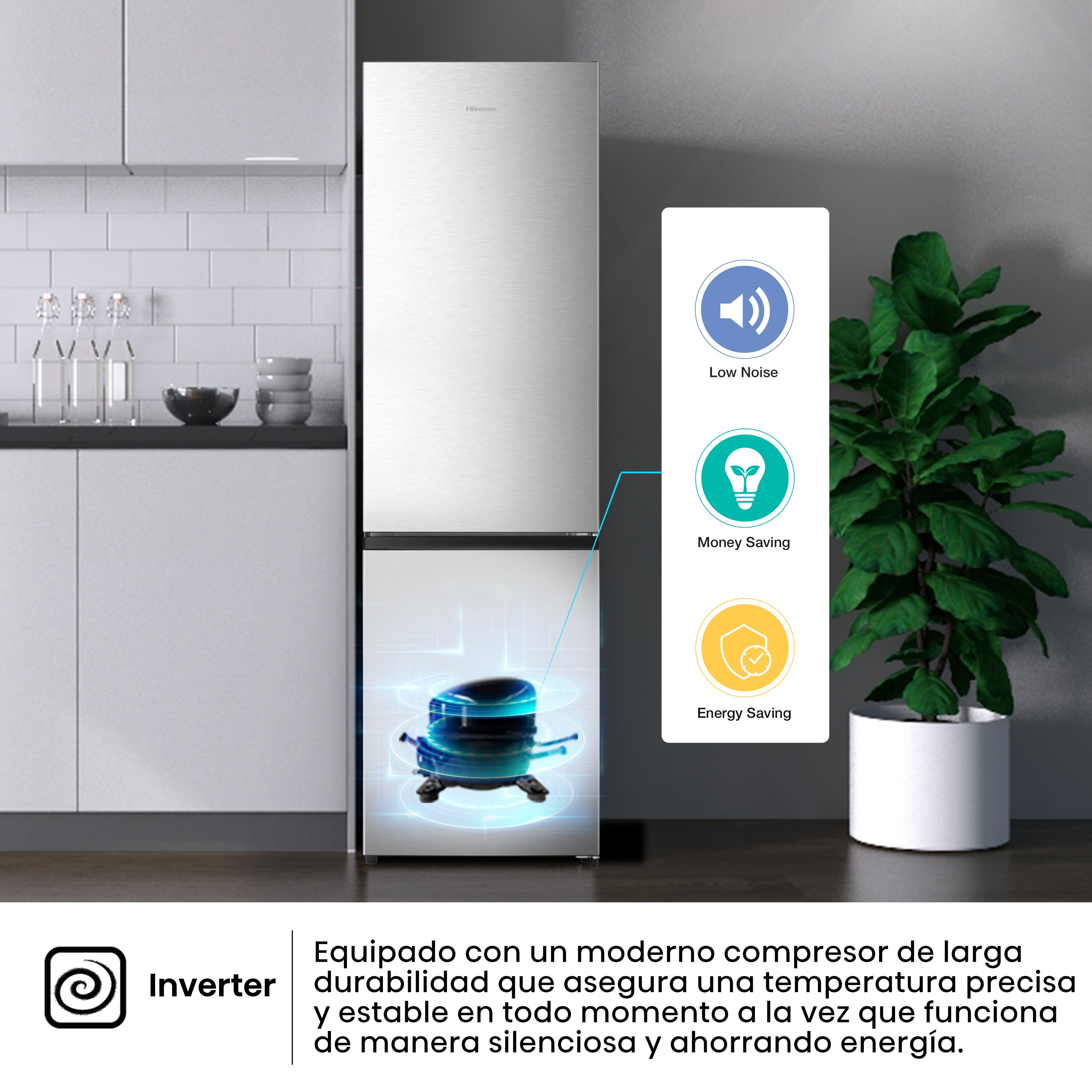 Frigorífico combi Hisense Total No Frost - RB440N4ACC (Reacondicionado Grado D) - Inox Inox-12