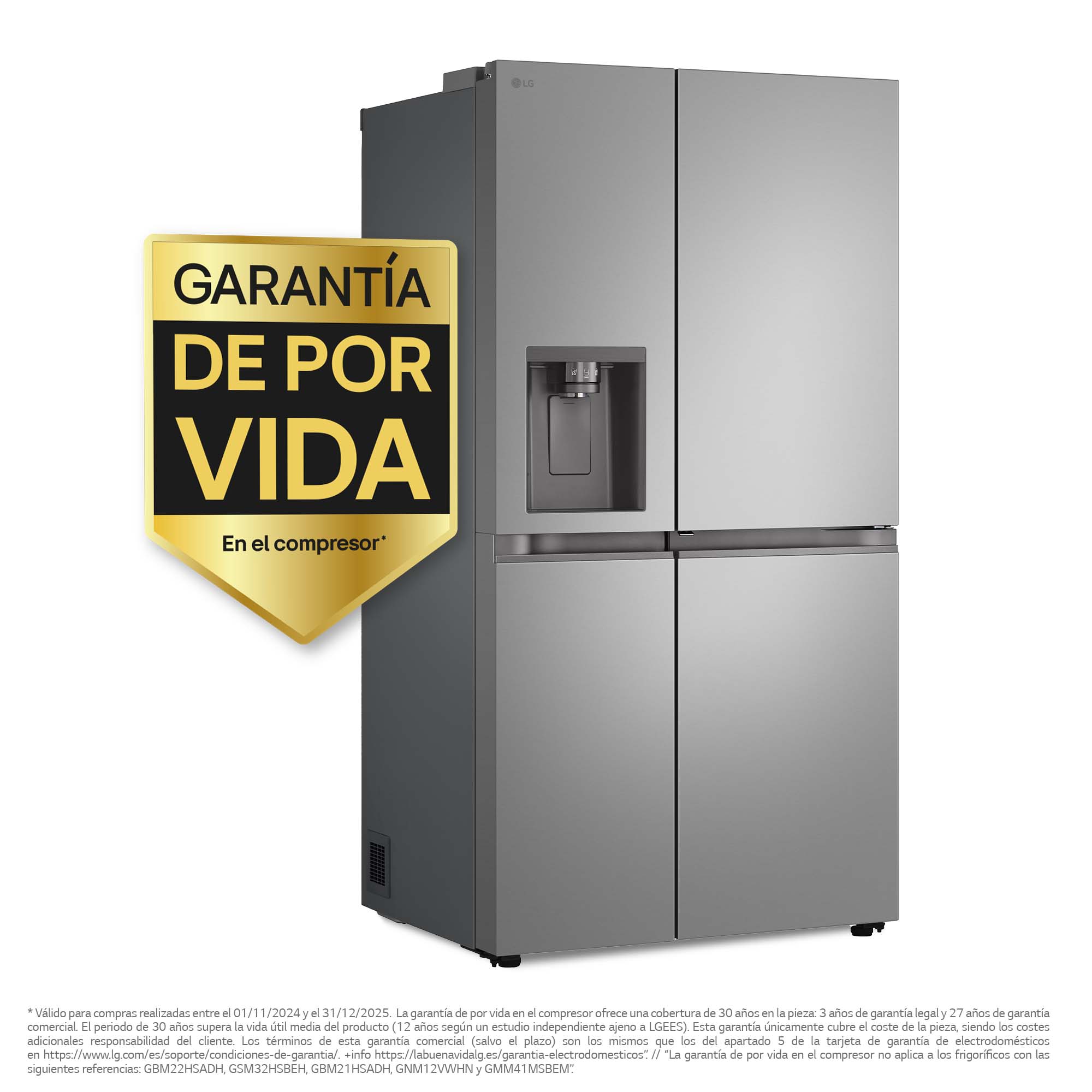 Frigorífico americano LG Smart Inverter Compressor, 179 cm, 641 l, Door-in-Door, con dispensador - GSJC41PYPE (Reacondicionado Grado D) - Inox Inox-2