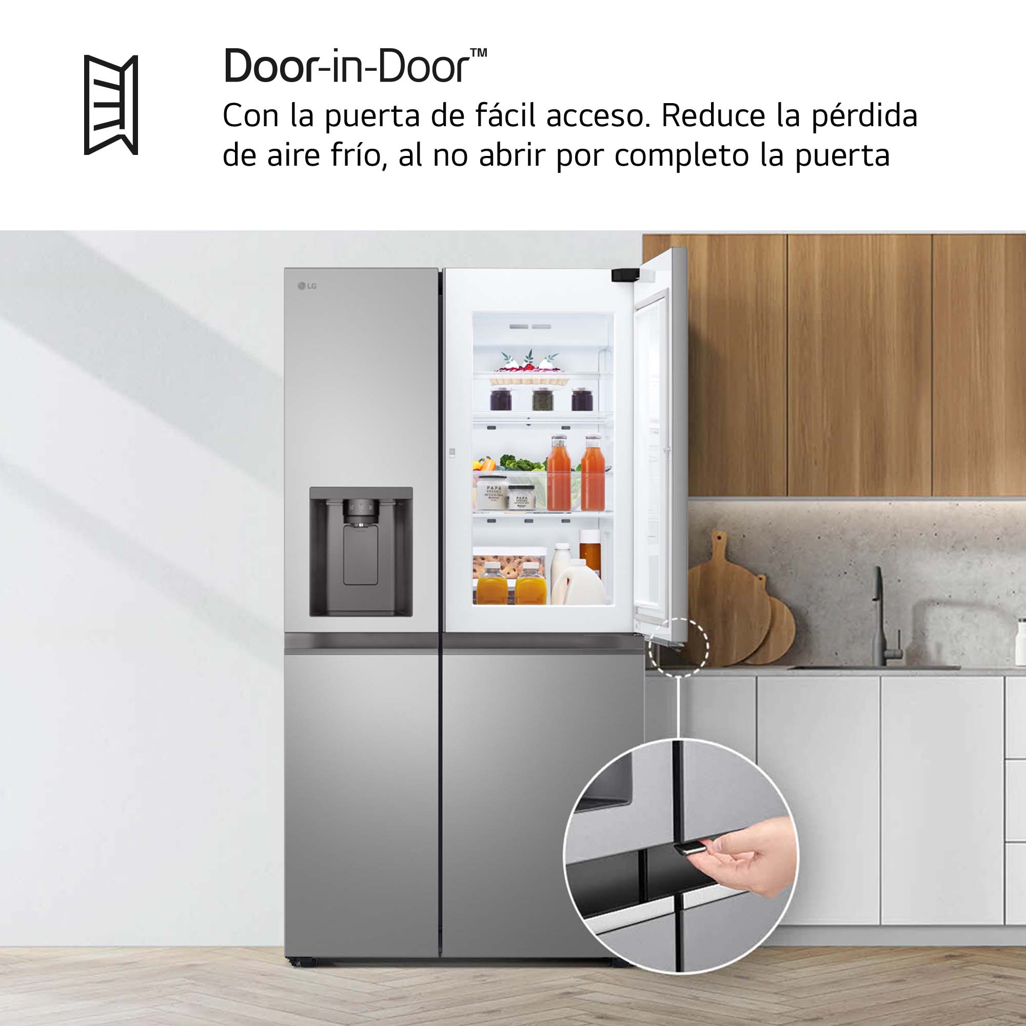 Frigorífico americano LG Smart Inverter Compressor, 179 cm, 641 l, Door-in-Door, con dispensador - GSJC41PYPE (Reacondicionado Grado D) - Inox Inox-8